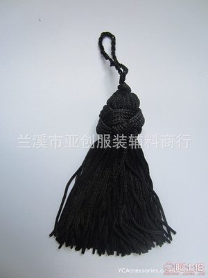 【工艺品厂家直销黑色8公分长人造丝流苏流梳穗箱包工艺品用LS-031】兰溪市亚创服装辅料商行